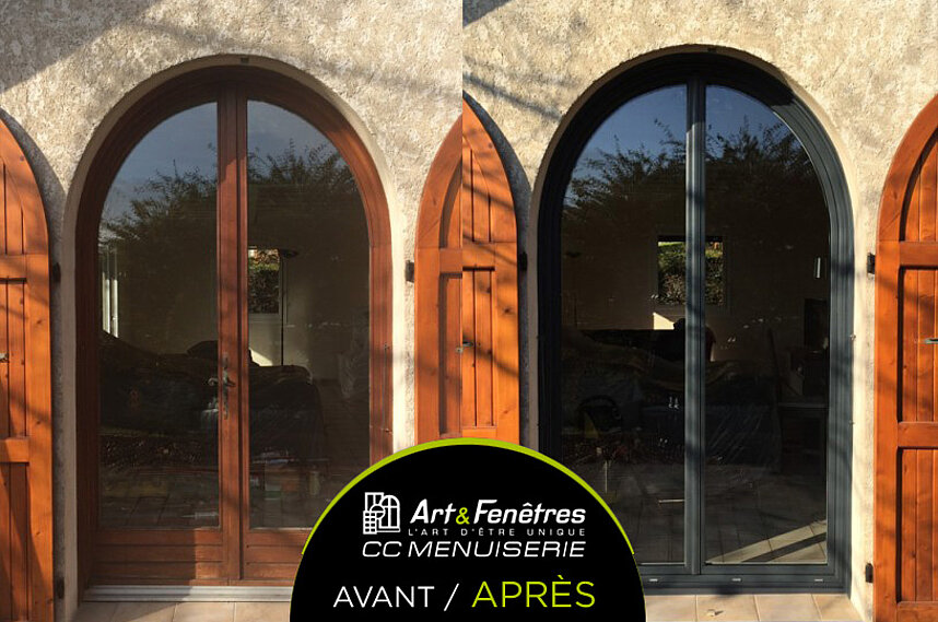 AVANT-APRÈS : porte-fenêtre alu ligne Emotion