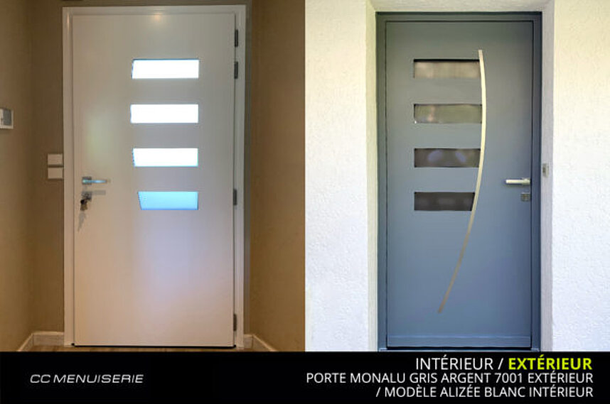 Porte Monalu modèle Alizée Blanc & Gris Argent 7001