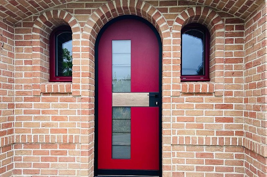 Porte d'entrée aluminium Rouge pourpre