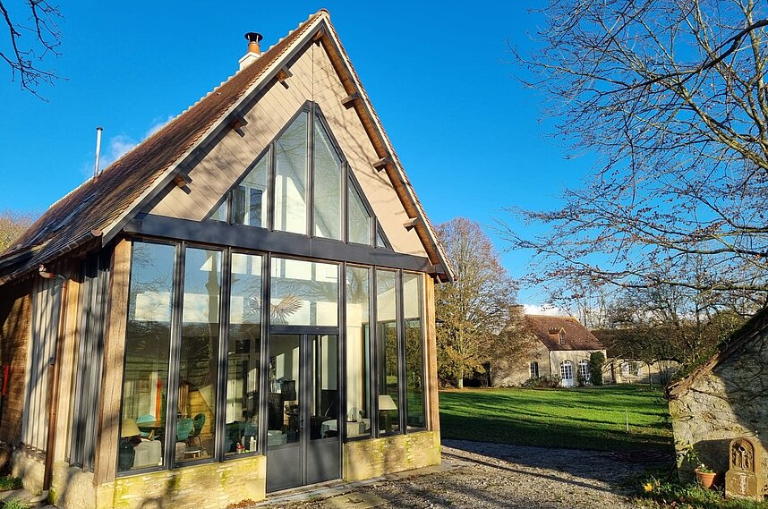 Verrière Aluminium noir sablé vitrage sécurit à contrôle solaire