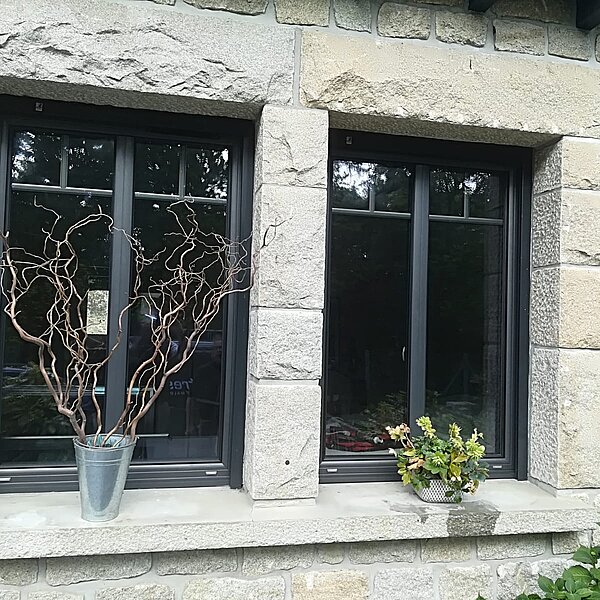 Rénovation fenêtres, porte-fenêtre cintrée et coulissant aluminium laqué