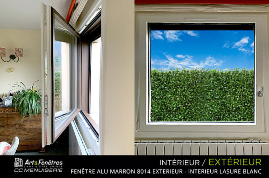 Fenêtre Mix Bois-Alu Lasure Blanc - Alu Marron 8014