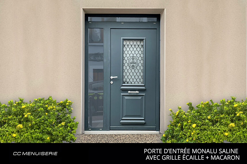 Porte d'Entrée Monalu Saline Grille écaillé et Macaron