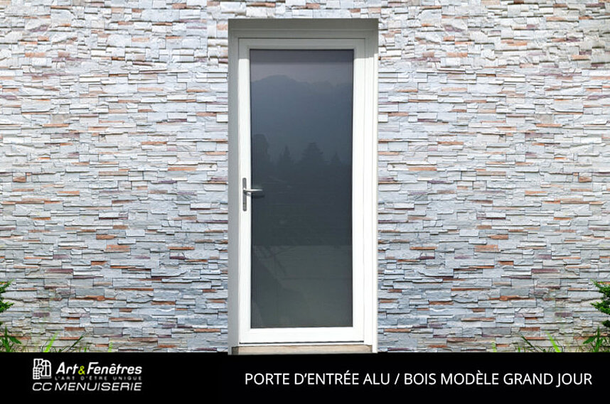 Porte D'Entrée Bois / Alu Modèle Grand Jour