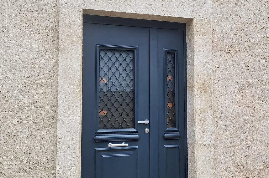PORTE D'ENTREE ALU GRIS ANTHRACITE AVEC TIERS