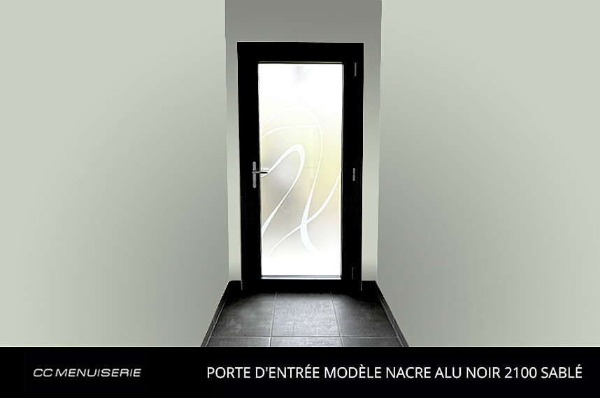 Porte d'entrée Modèle Nacre Alu noir 2100 Sablé