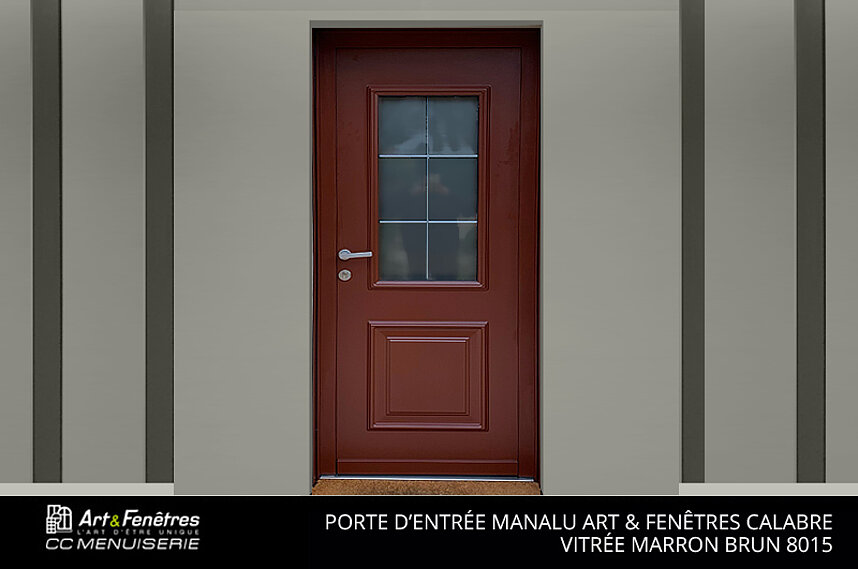 Porte d'Entrée Art & Fenêtres Monalu Calabre Marron Brun 8015