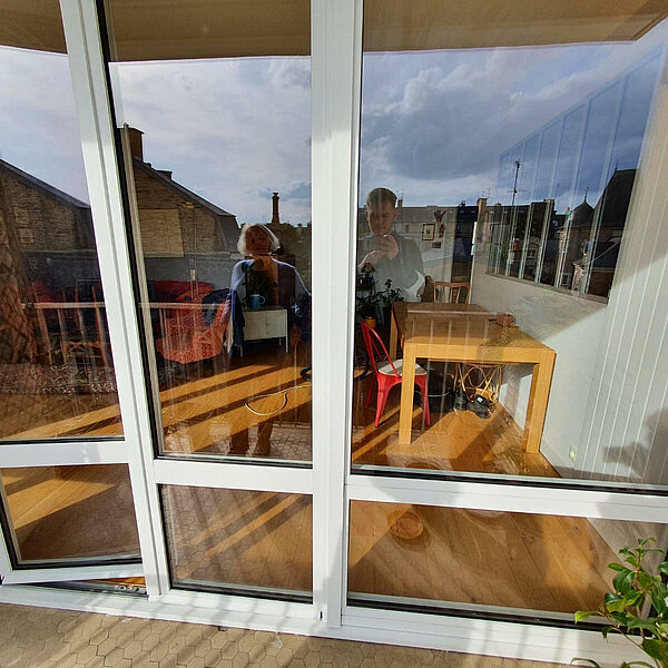 Pose baie vitrée mixte alu et bois