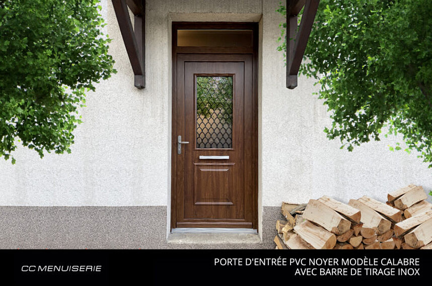 Porte d'Entrée PVC Noyer - Calabre