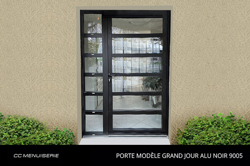 Porte Modèle Grand Jour Alu Noir 9005