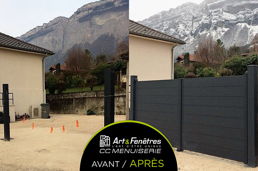 AVANT-APRÈS : portail gamme alu Epure modèle Adélaïde