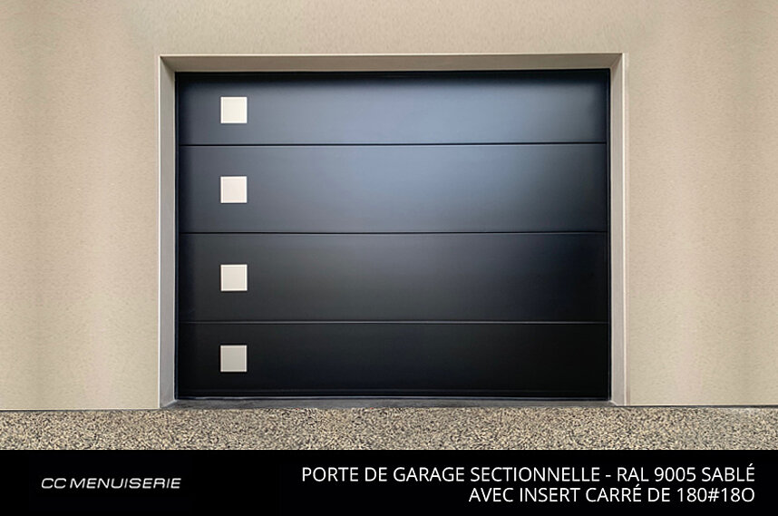 Porte de Garage Sectionnelle - RAL 9005 sablé