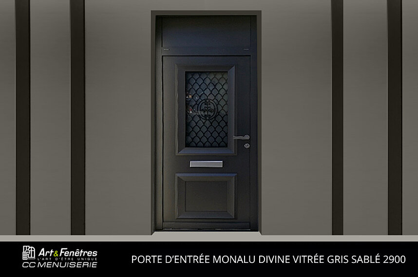 Porte d'Entrée Monalu Divine Vitrée Gris Sablé 2900