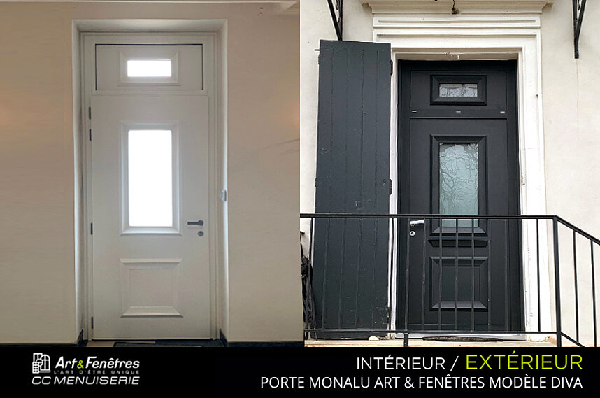 Porte MONALU art & fenêtres modèle DIVA avec Imposte Vitrée