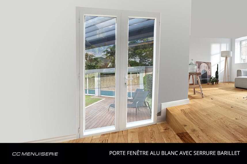 Porte Fenêtre ALU Blanc / Serrure Barillet