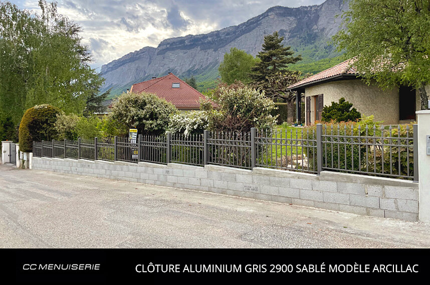 Clôture Aluminium Gris 2900 Sablé Modèle Arcillac