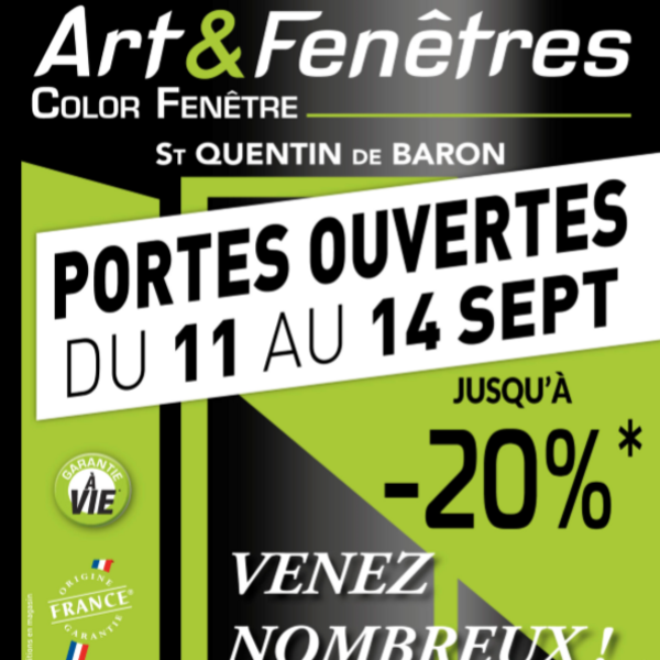 Du 11/09/19 au 14/09/19 : PORTES OUVERTES à St Quentin de Baron - Jusqu'à -20% !