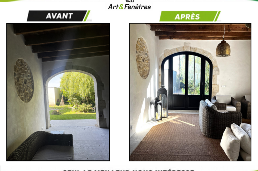 Pose de menuiseries en bois et stores vénitiens