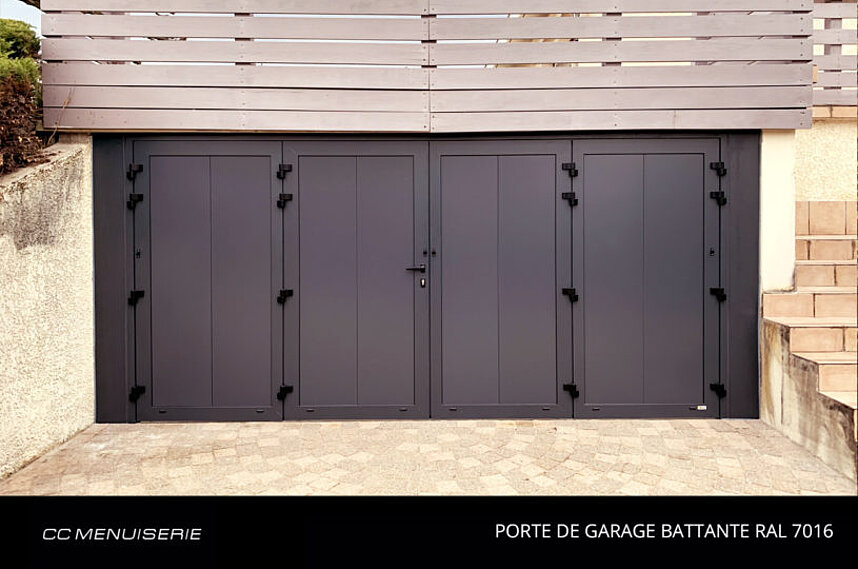 Porte de Garage Battante RAL 7016