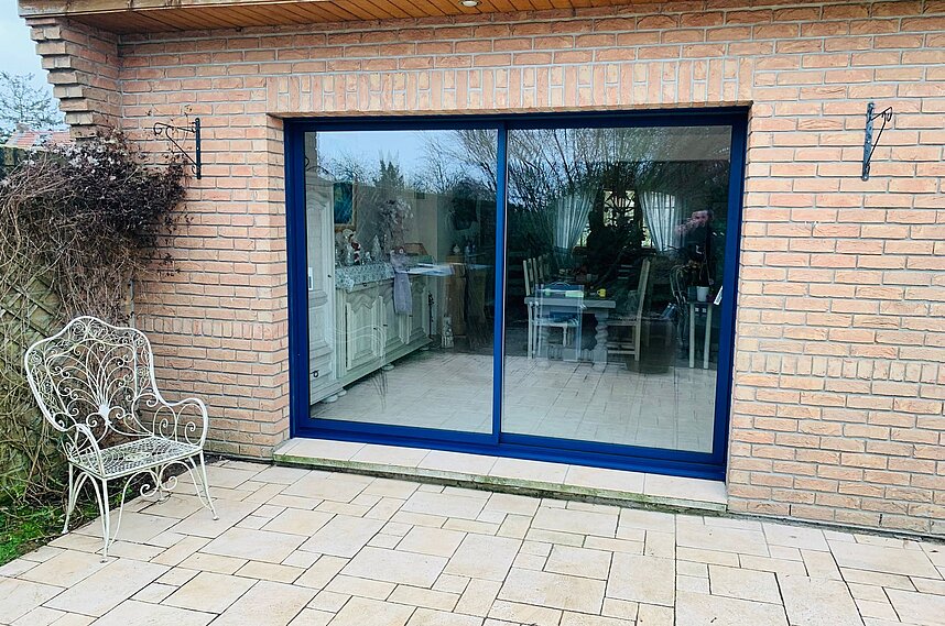 coulissant à rupture de pont thermique aluminium Bleu Saphir